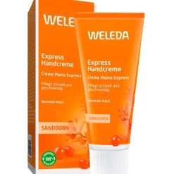 Heren|Hand & Voet^WELEDA Duindoorn express handcrème, Herstellende intensieve verzorging, fruitig-frisse geur