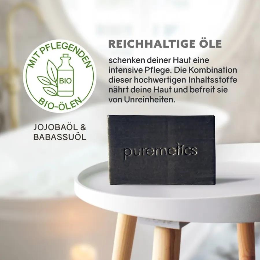 Reiniging|Gezichtsverzorging^puremetics Actieve houtskool gezichtszeep