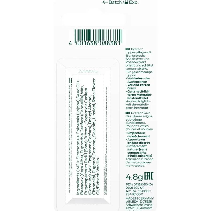 Annemarie Börlind|Dado Sens^WELEDA Everon lipverzorging, Voedt en beschermt droge lippen op natuurlijke wijze