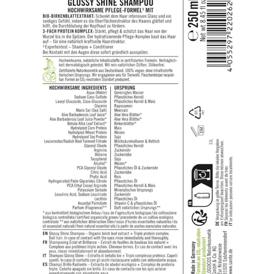 Shampoo|Smoothing Shampoo^Sante Naturkosmetik Glanzende Glans Shampoo
