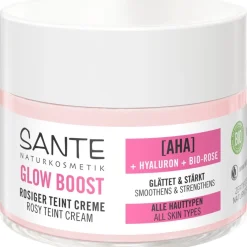 Gezichtsverzorging|Dagcrème^Sante Naturkosmetik Gloed Boost teintcrème, AHA, hyaluronzuur & organische roos