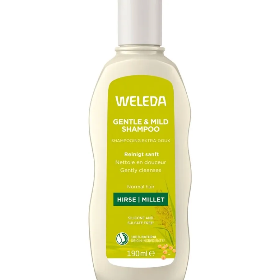 Styling|Shampoo^WELEDA Milde gierst shampoo, Reinigt haar en hoofdhuid op milde wijze. Behoudt de natuurlijke glans