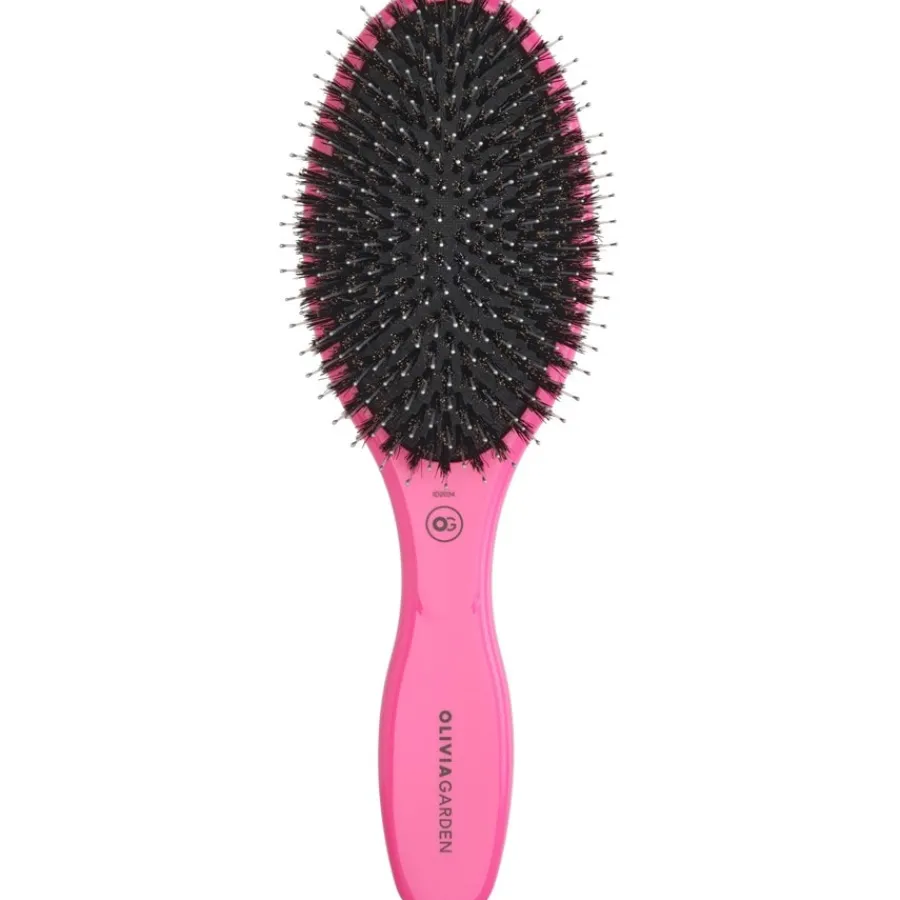 Platte Borstels & Paddle Brushes^Olivia Garden Peddelborstel 16-rijig, roze, Met wildzwijn/nylon borstelharen