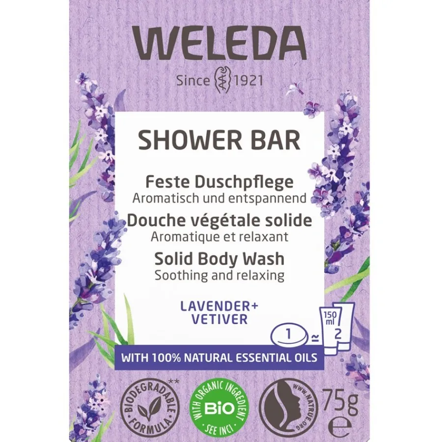 Reiniging^WELEDA Shower Bar Solid Doucheverzorging Lavendel + Vetiver, Aromatische, ontspannende geur