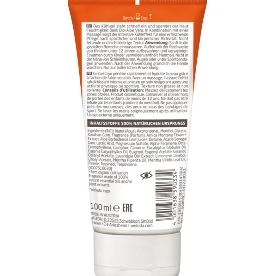 Nagels|Haarverzorging^WELEDA Sport verkoelende gel arnica, Verkoelt onmiddellijk, hydrateert en ondersteunt spierontspanning