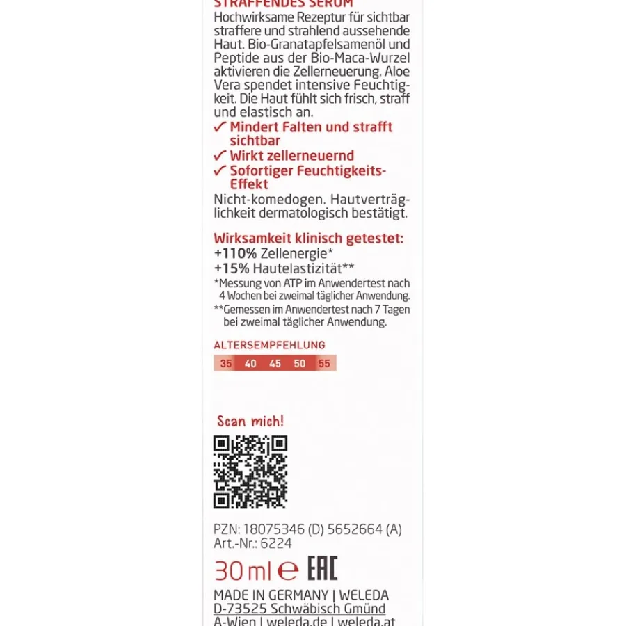 Gezichtsverzorging|Dagverzorging^WELEDA Verstevigend serum granaatappel & maca peptiden, Vermindert rimpels en verstevigt zichtbaar