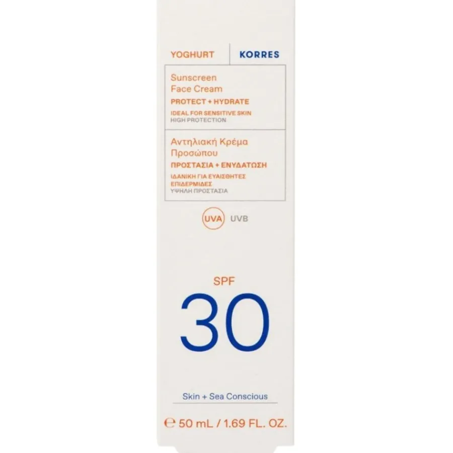 Zonnebrandcrème^Korres Yoghurt zonnebrandcrème voor het gezicht SPF30